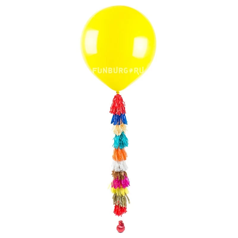 Метровый шар «Желтый с кисточками»