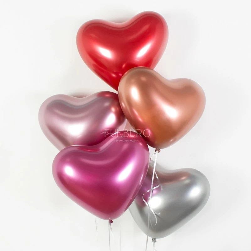 Воздушные шары (14 дюймов) «Сердца Chrome» ассорти
