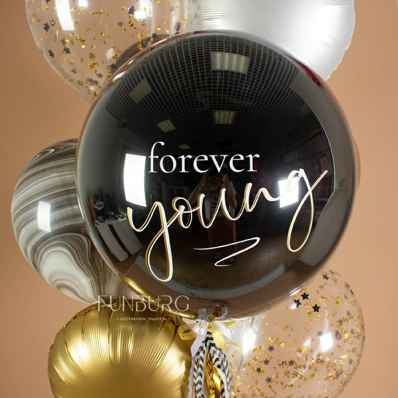 Стеклянный шар с надписью «Forever Young» 18″/40 см