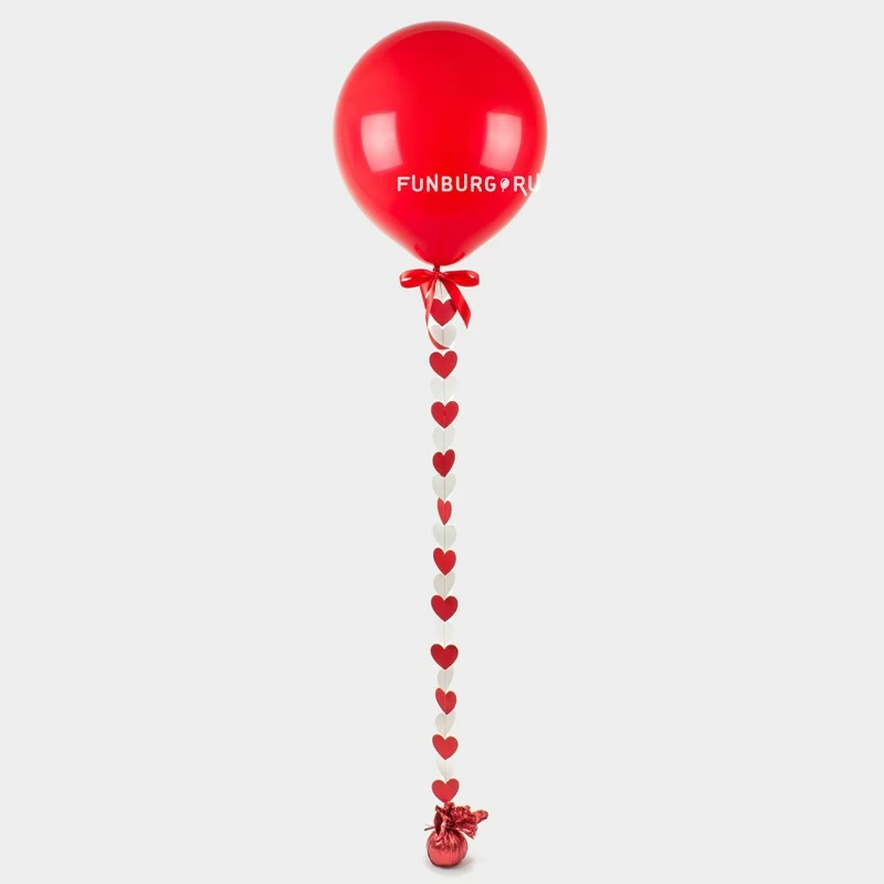 Большой шар «Красный с сердечками»