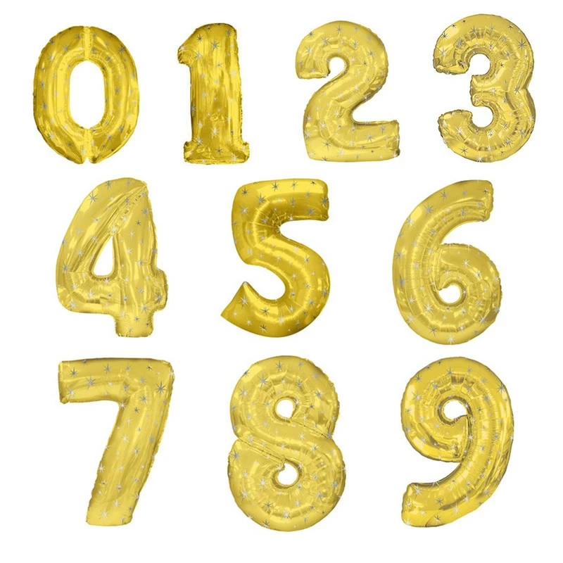 Шар из фольги «Цифра 8 (золото и звезды)»