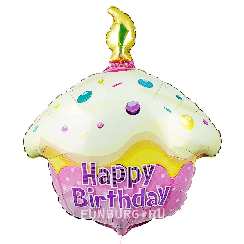 Шар из фольги «Розовый кекс с Днем рождения»