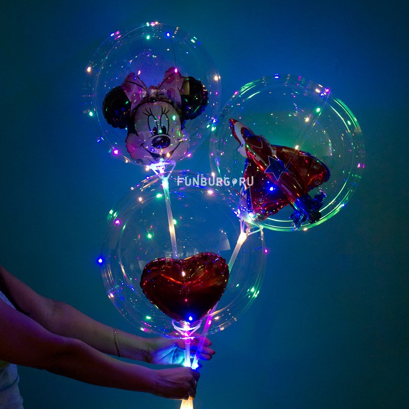 Светящийся шар Bubble на палочке «С LED-гирляндой и шариком»