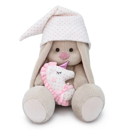 Мягкая игрушка «Зайка Ми с розовой подушкой-единорогом» (средний)