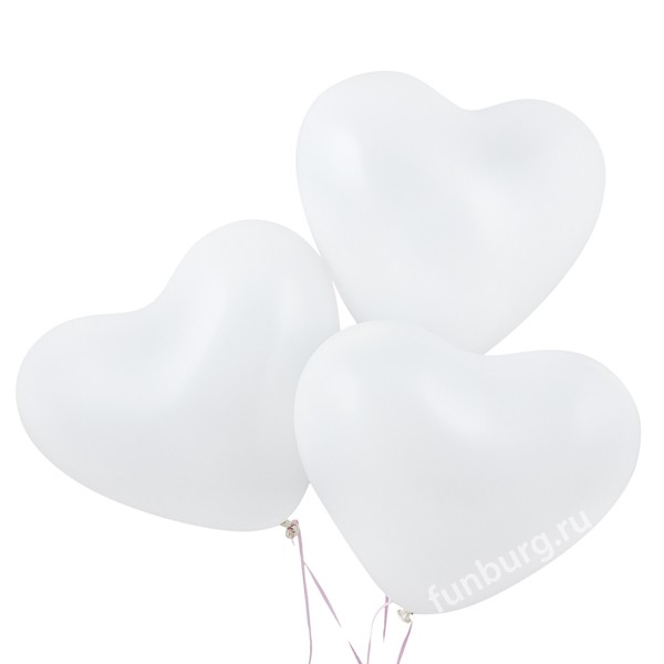 Воздушные шары (16 дюймов) «Белые сердца»