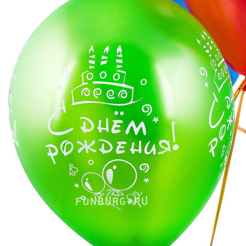 Воздушные шары «С днём рождения (торт и шарики)»