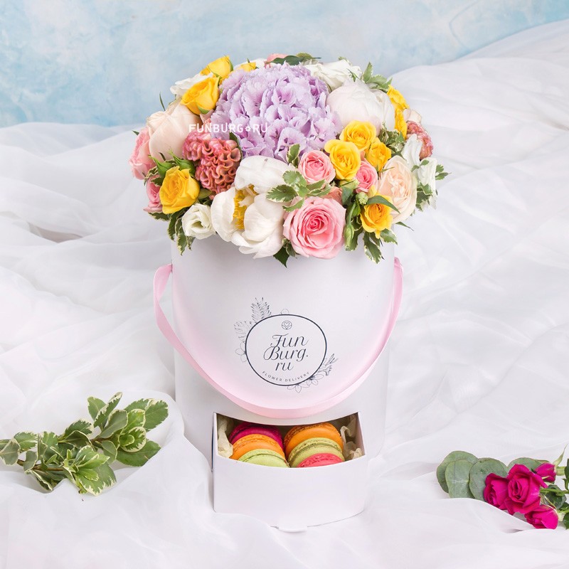 Цветы в шляпной коробке «Джелато»