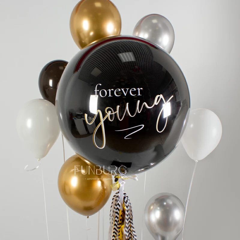 Стеклянный шар с надписью «Forever Young» 18″/40 см