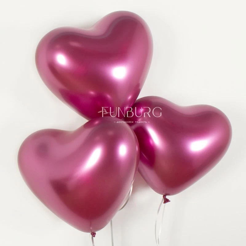 Воздушные шары (14 дюймов) «Сердца Chrome» фуксия