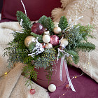 Цветы в шляпной коробке «Розовое шампанское»