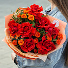 Дуобукет из роз «Пламенное чувство»