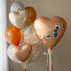 Набор: сердце с фотографиями и связка «Медовая карамель» 30″