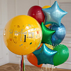 Набор: стеклянный шар и связка шаров «В первый класс»