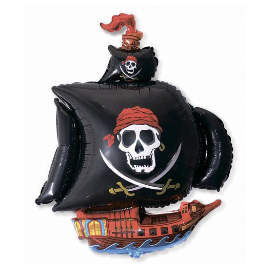 Шар из фольги «Пиратский корабль» (черный)
