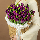 Корзина пурпурных тюльпанов «Пурпур»