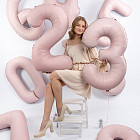 Шар из фольги «Цифра 9 (пыльная роза)» Slim