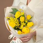 Букет тюльпанов «Солнышко» с мимозой