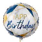 Шарик из фольги «Happy Birthday» (мраморный, синий)