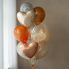 Набор: сердце с фотографиями и связка «Медовая карамель» 30″