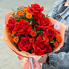 Дуобукет из роз «Пламенное чувство»