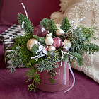 Цветы в шляпной коробке «Розовое шампанское»