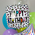 Шарик из фольги «Happy Birthday!» (яркий леопард)