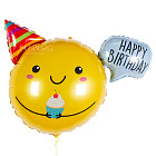 Шар из фольги «Happy Birthday» (смайл с кексиком)