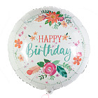 Шарик из фольги «Happy Birthday!» (нежные цветы)