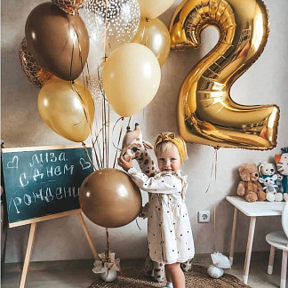 Шар из фольги «Цифра 2 (золотая)»