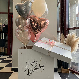  Огромная коробка-сюрприз с шарами «Шампань»